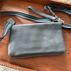 Consuela Leather Crossbody with Rainbow Strap